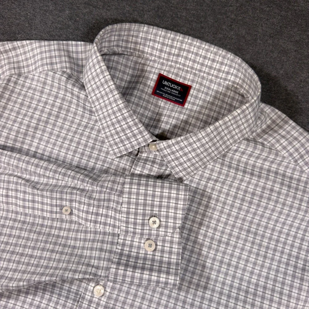 UNTUCKit Button Down Shirt Mens XXXL Gray Plaid Wrinkle Free Performance Regular
